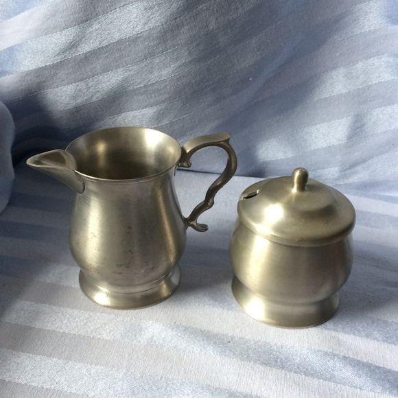 Vtg Pewter Creamer & Sugar Bowl– Marked w/''bp' - Picture 1 of 8